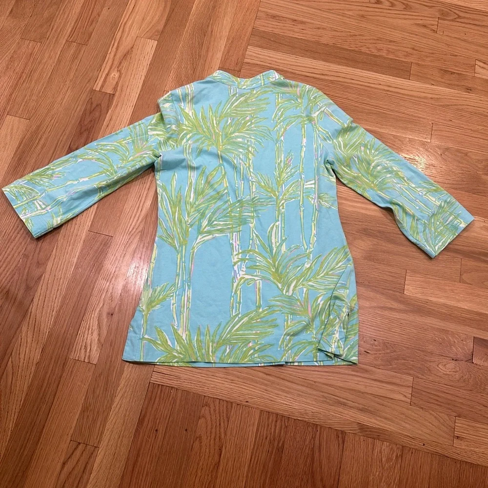 Lilly Pulitzer Joy tunic, bamboo print Print V-Neck Top cotton Beach Preppy - Picture 5 of 11